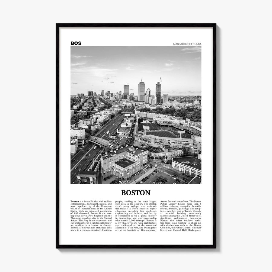 Boston Newspaper No 3 Poster, framed poster mockup