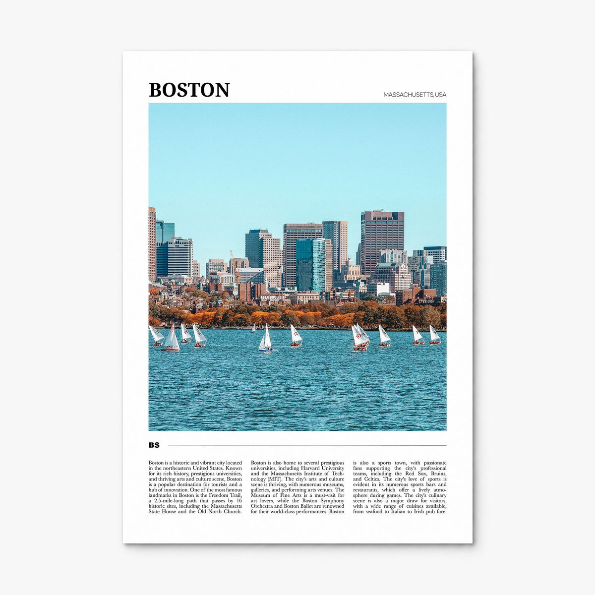 Boston Travel No 1 Poster, print only (unframed)