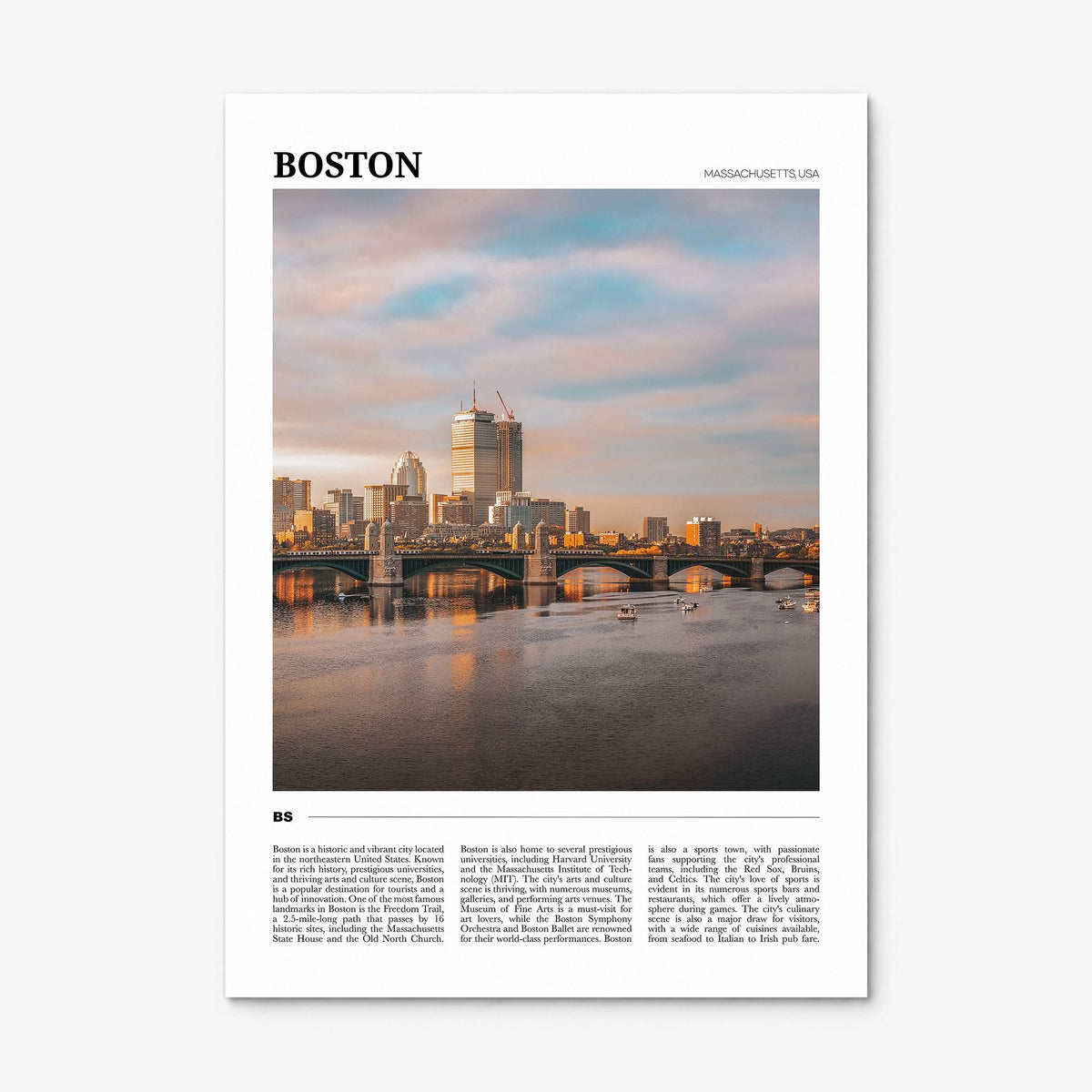 Boston Travel No 2 Poster, print only (unframed)