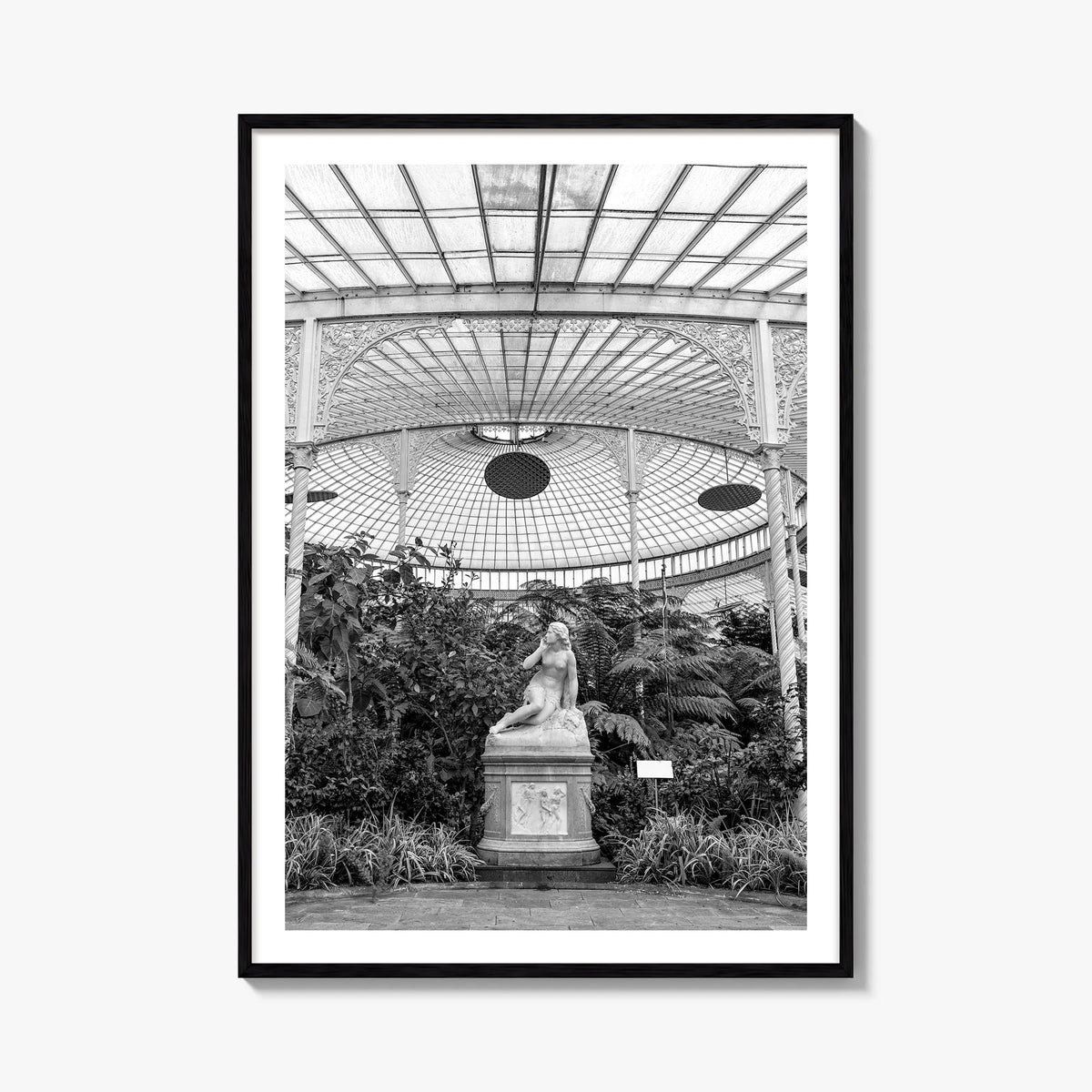 Botanical Garden no. 1 black & white photo poster – vertical wall art, unframed print shown in interior mockup