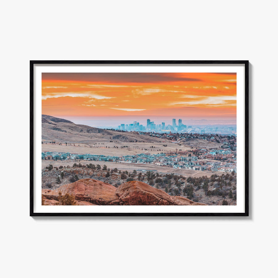 Boulder colorful photo poster of Colorado, USA – horizontal wall art, unframed print shown in interior mockup