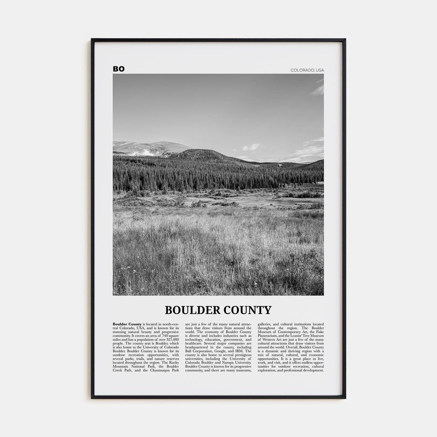 Boulder County Poster None / 8x12 in Nbourhood Travel B&W Poster