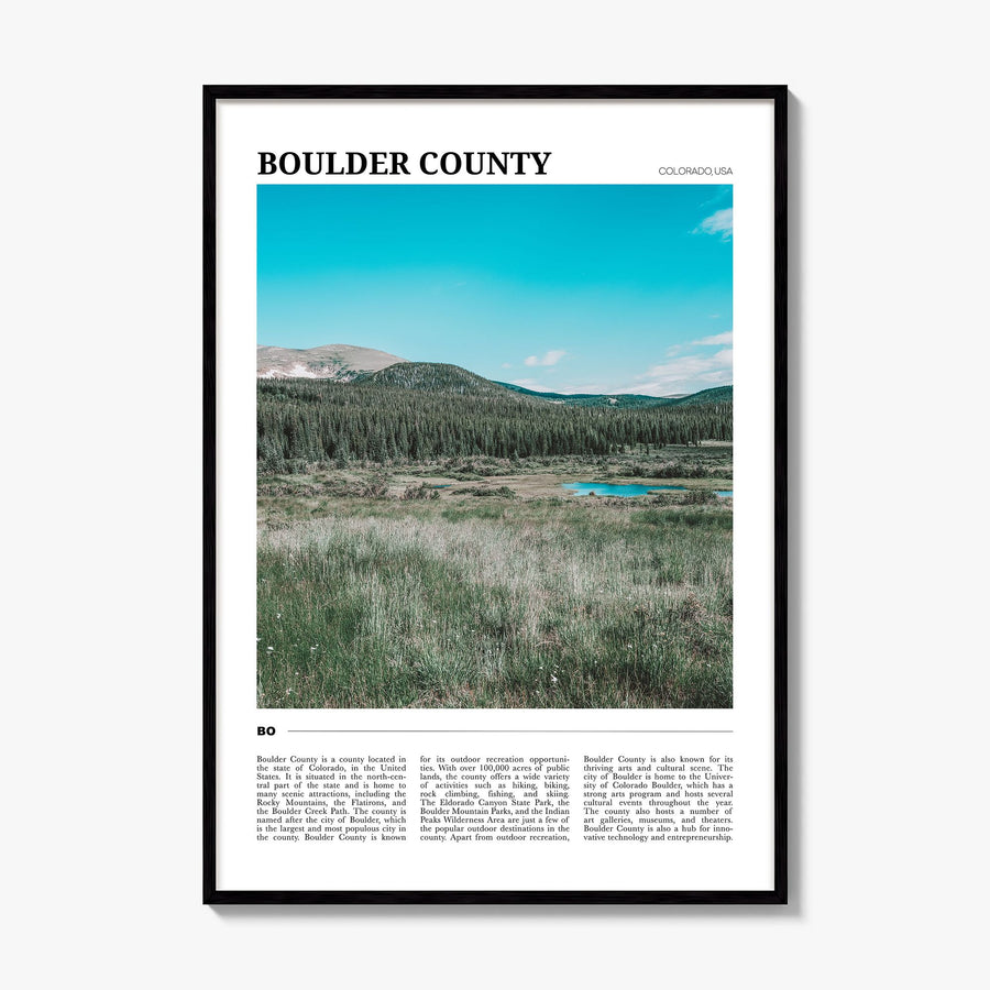 Boulder County Travel Poster, framed poster mockup