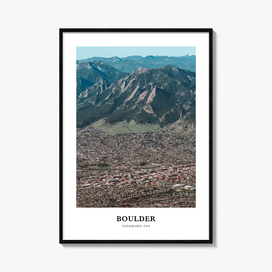 Boulder no. 1 colorful classic poster of Colorado, USA – vertical wall art, unframed print shown in interior mockup