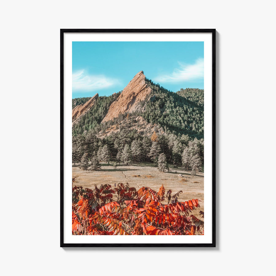 Boulder no. 1 colorful photo poster of Colorado, USA – vertical wall art, unframed print shown in interior mockup