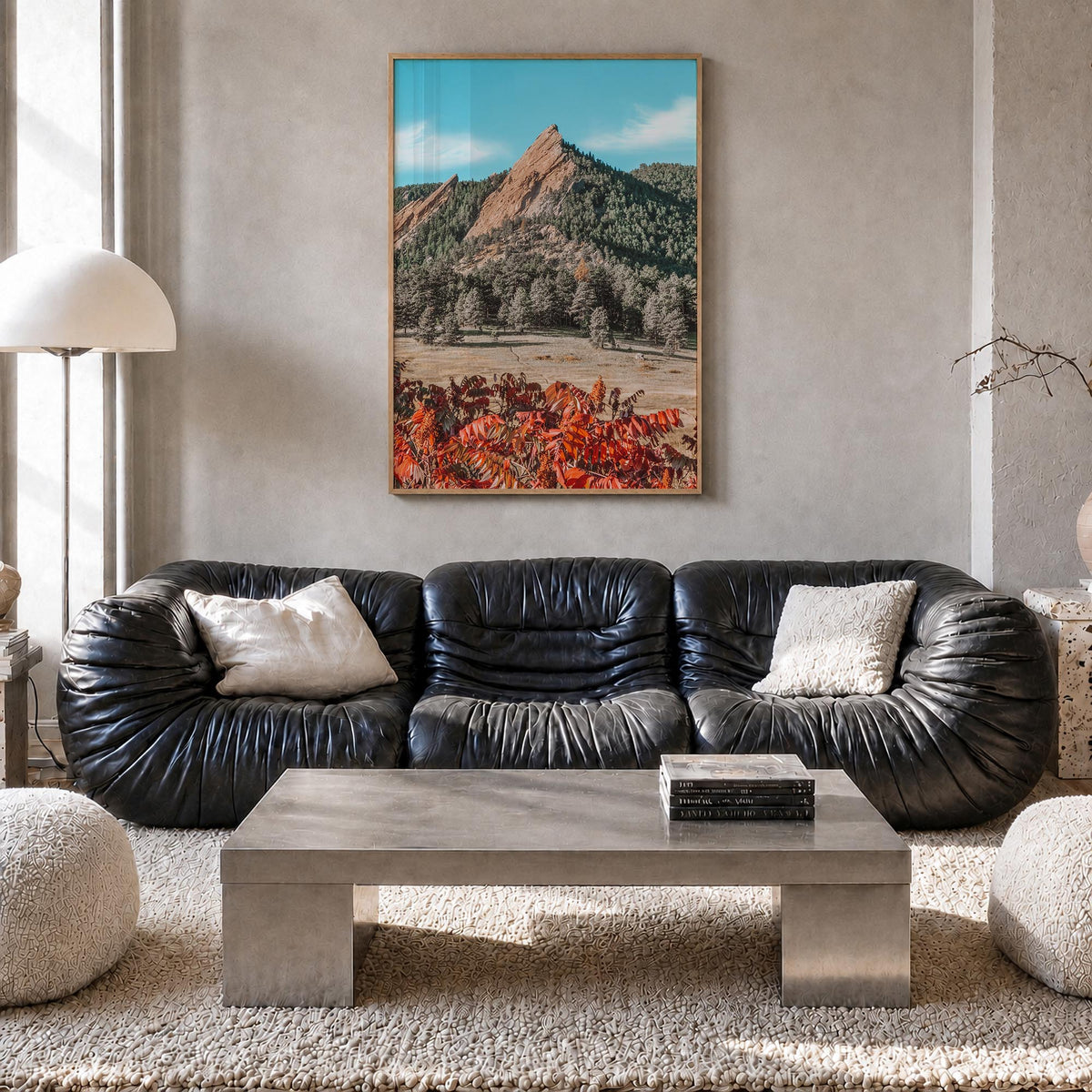 Boulder no. 1 colorful photo poster of Colorado, USA – vertical wall art in natural wood frame, hanging on wall