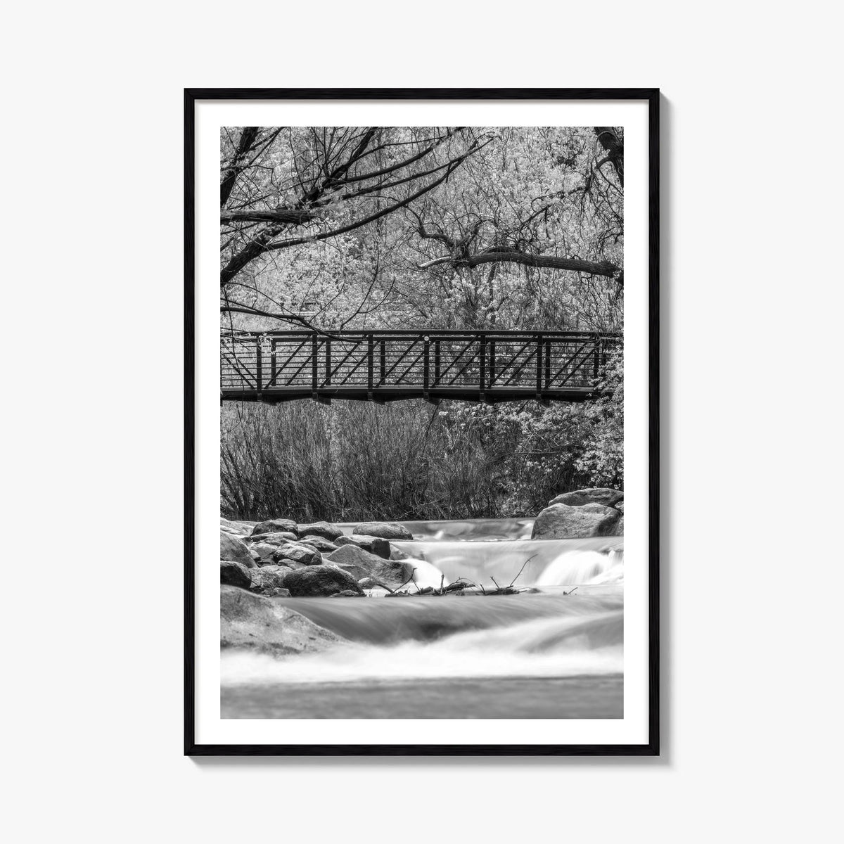 Boulder no. 2 black & white photo poster of Colorado, USA – vertical wall art, unframed print shown in interior mockup