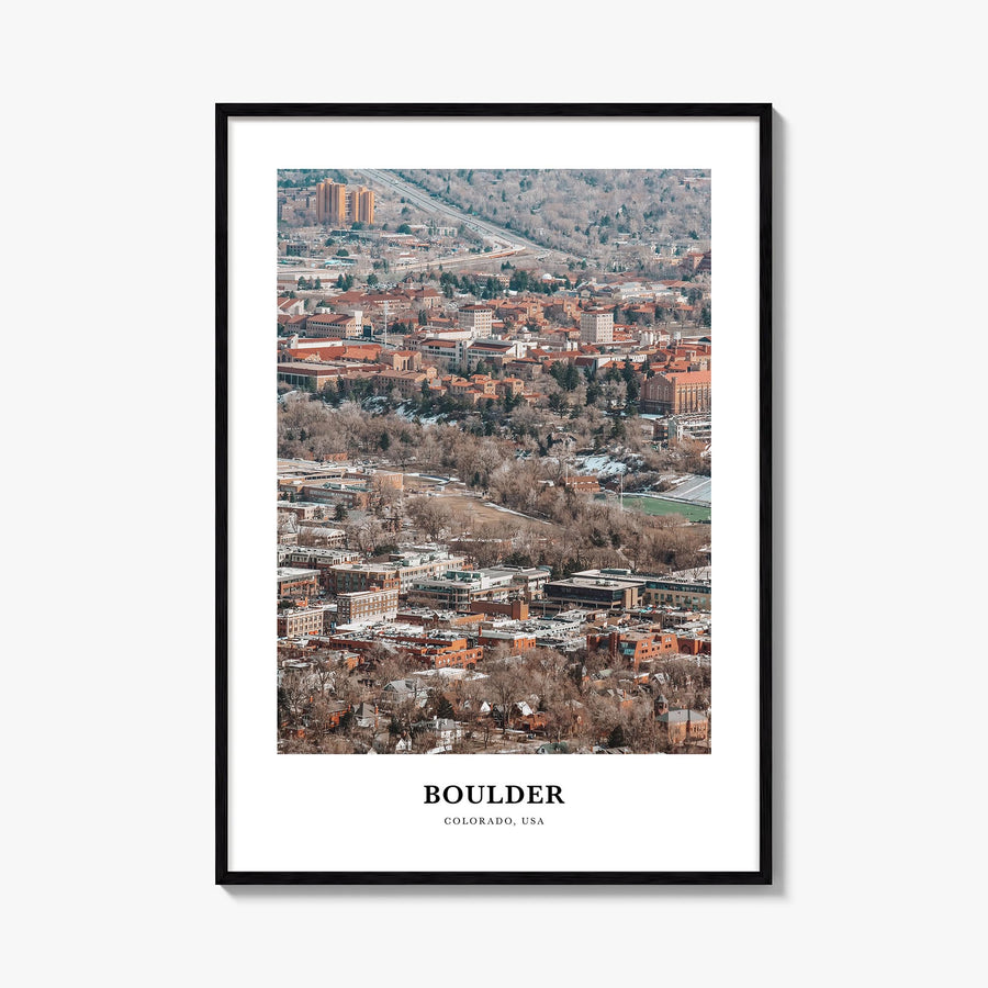 Boulder no. 2 colorful classic poster of Colorado, USA – vertical wall art, unframed print shown in interior mockup