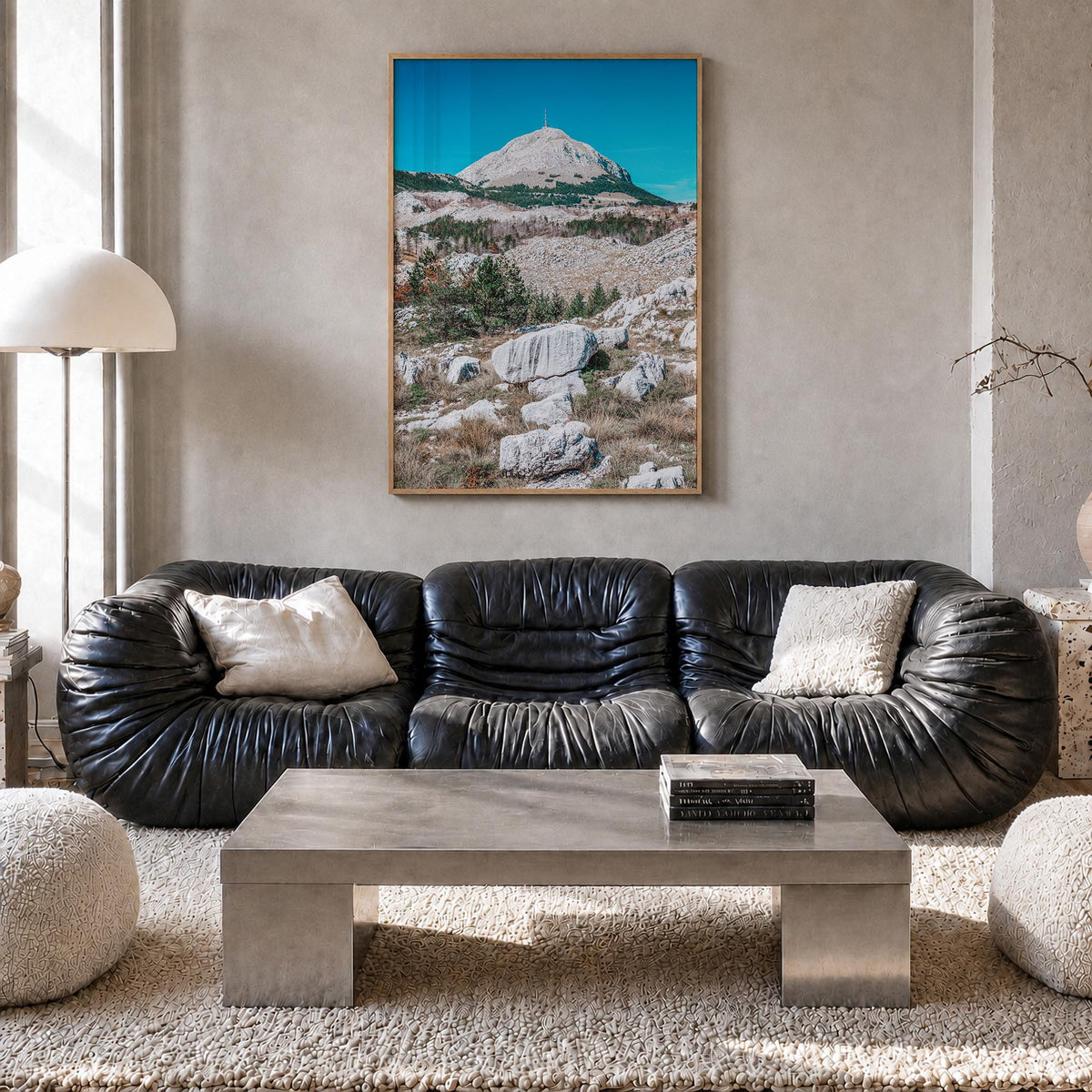 Boulder no. 2 colorful photo poster of Colorado, USA – vertical wall art in natural wood frame, hanging on wall
