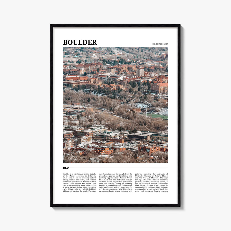 Boulder no. 2 colorful travel poster of Colorado, USA – vertical wall art, unframed print shown in interior mockup