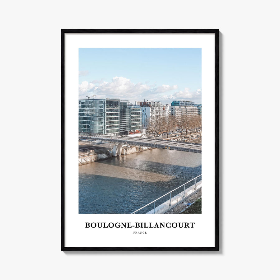 Boulogne-Billancourt colorful classic poster of France – vertical wall art, unframed print shown in interior mockup