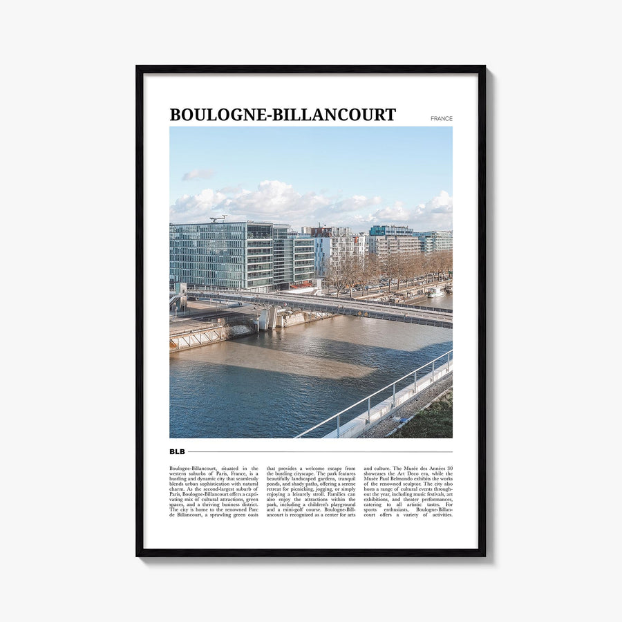 Boulogne-Billancourt colorful travel poster of France – vertical wall art, unframed print shown in interior mockup
