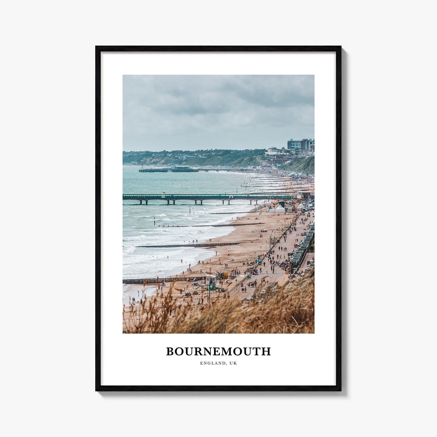 Bournemouth colorful classic poster of England, UK – vertical wall art, unframed print shown in interior mockup