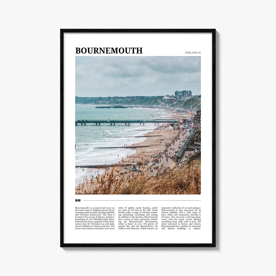 Bournemouth colorful travel poster of England, UK – vertical wall art, unframed print shown in interior mockup