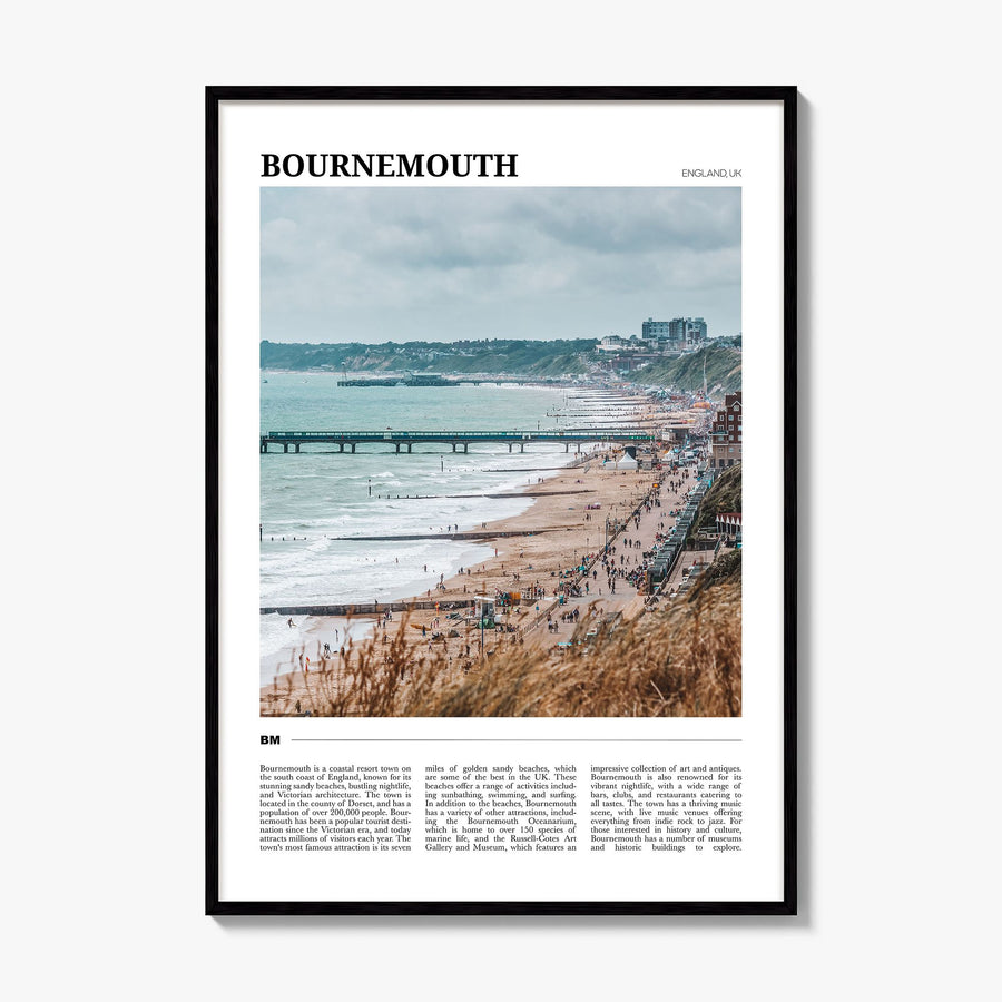 Bournemouth Travel Poster, framed poster mockup