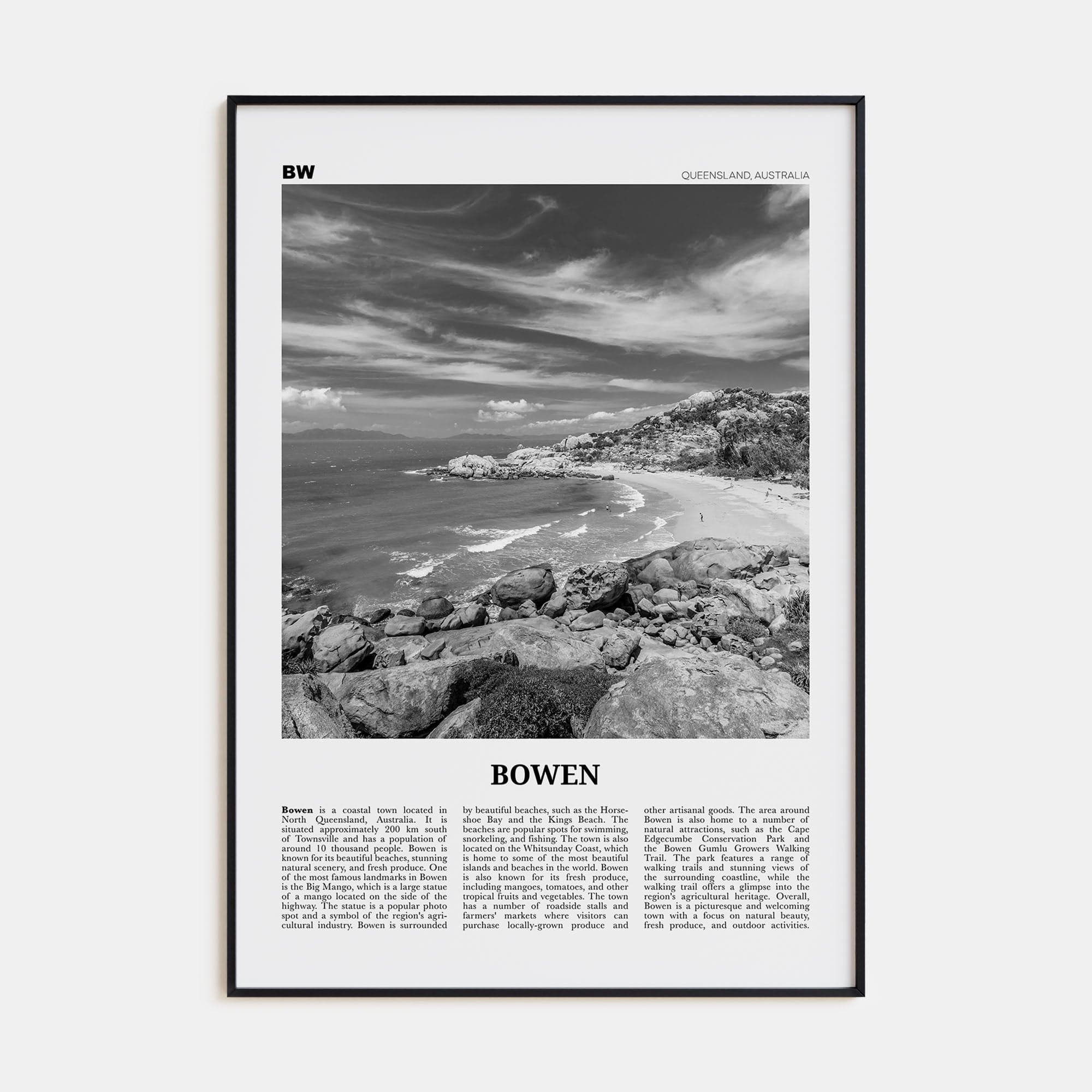 Bowen Poster None / 8x12 in Nbourhood Travel B&W Poster