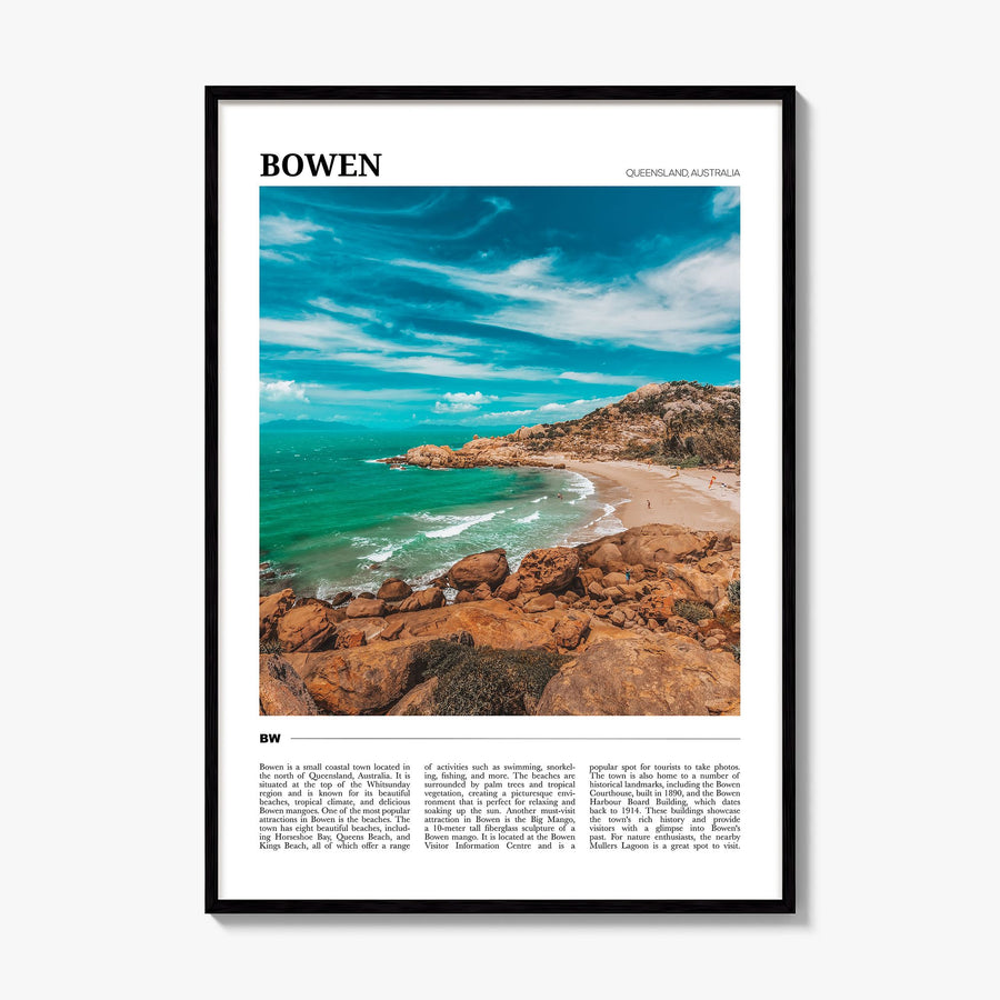 Bowen Travel Poster, framed poster mockup