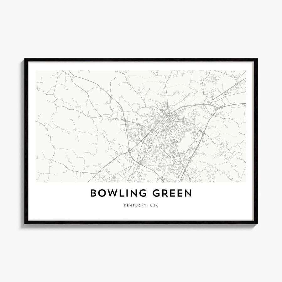 Bowling Green, Kentucky Map Poster, framed poster mockup