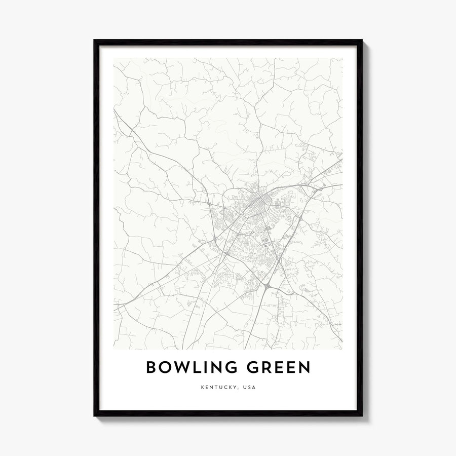 Bowling Green, Kentucky Map Poster, framed poster mockup
