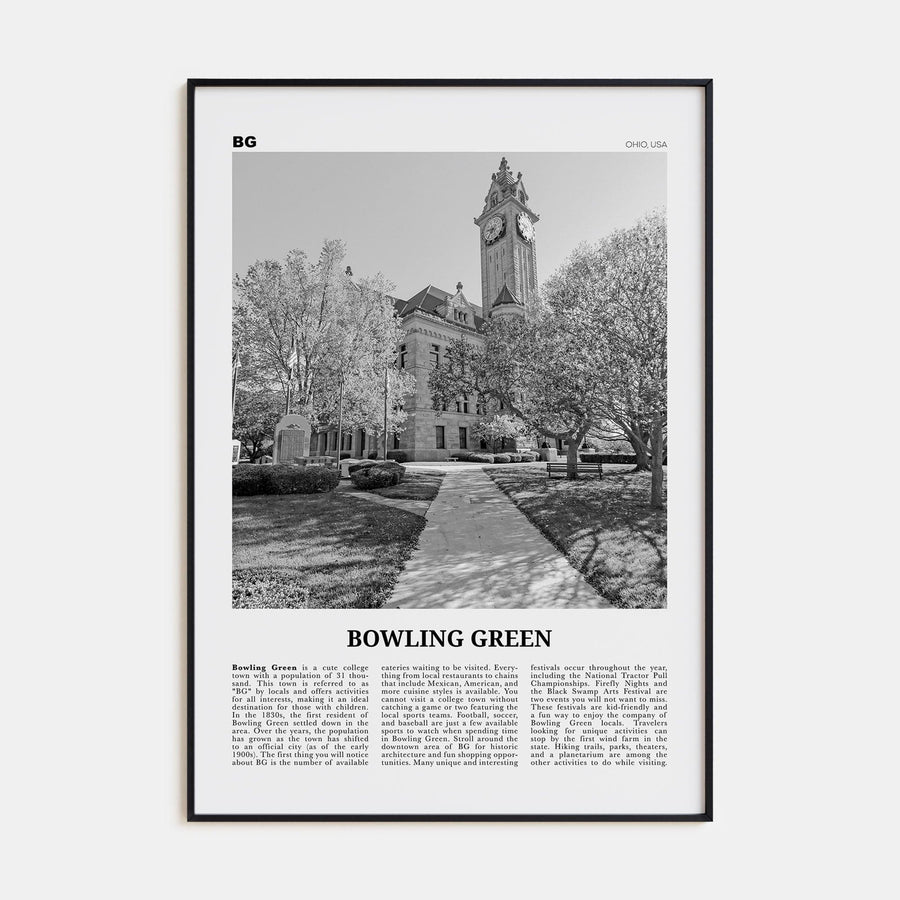 Bowling Green, Ohio Poster None / 8x12 in Nbourhood Travel B&W Poster