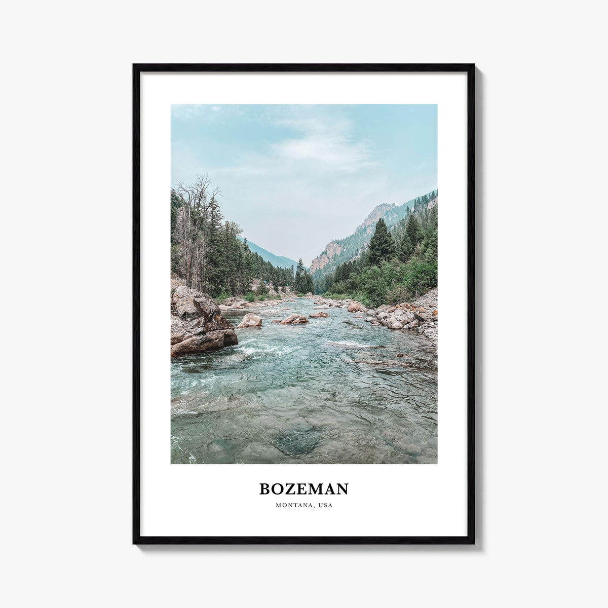 Bozeman colorful classic poster of Montana, USA – vertical wall art, unframed print shown in interior mockup