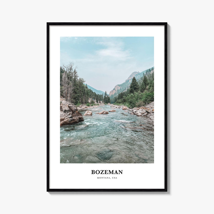 Bozeman colorful classic poster of Montana, USA – vertical wall art, unframed print shown in interior mockup