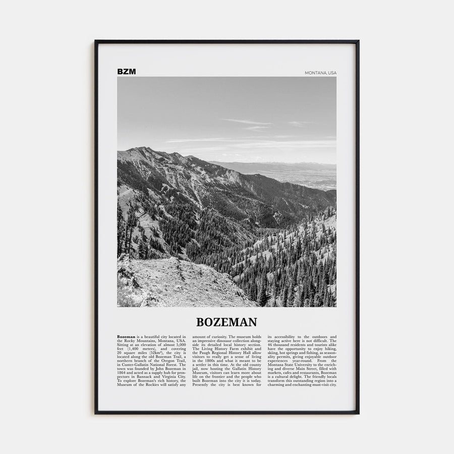 Bozeman Poster None / 8x12 in Nbourhood Travel B&W Poster