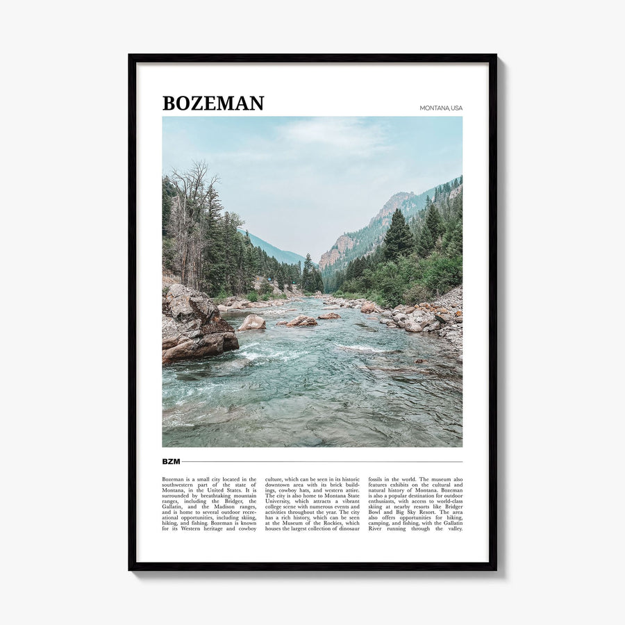 Bozeman Travel Poster, framed poster mockup