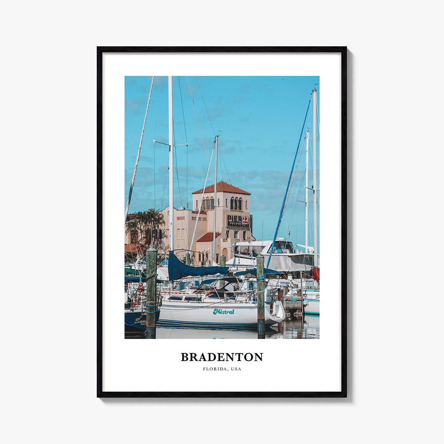 Bradenton colorful classic poster of Florida, USA – vertical wall art, unframed print shown in interior mockup