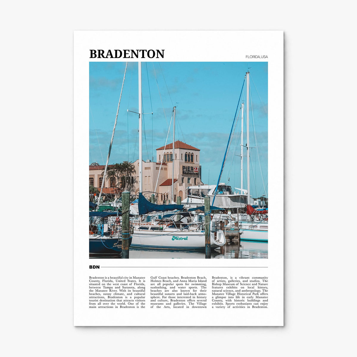 Bradenton Travel Poster, print only (unframed)