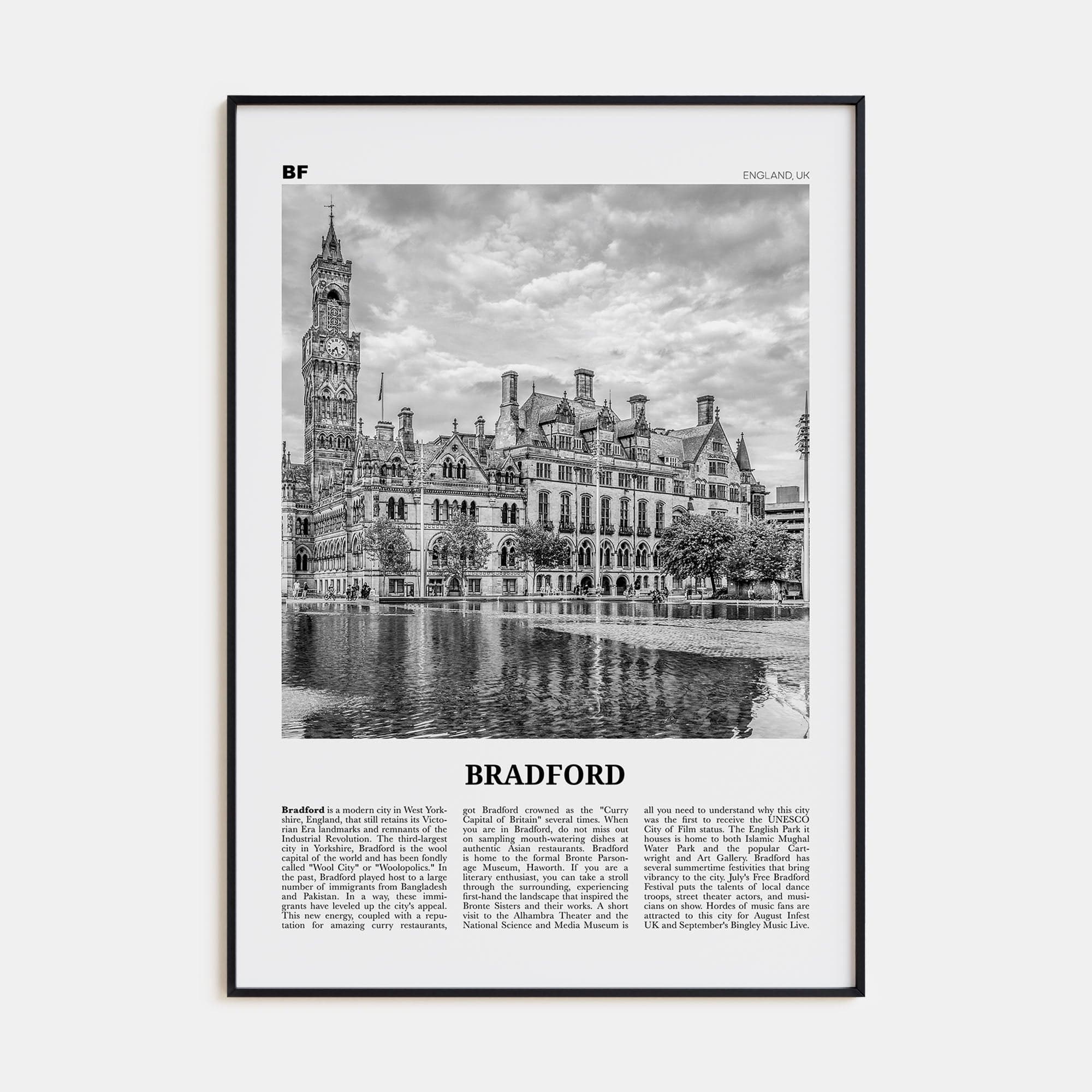 Bradford Poster None / 8x12 in Nbourhood Travel B&W Poster