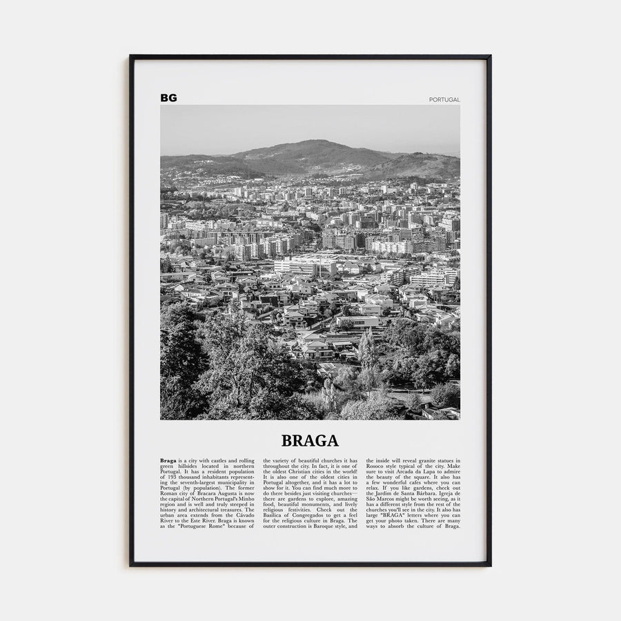 Braga Poster None / 8x12 in Nbourhood Travel B&W Poster