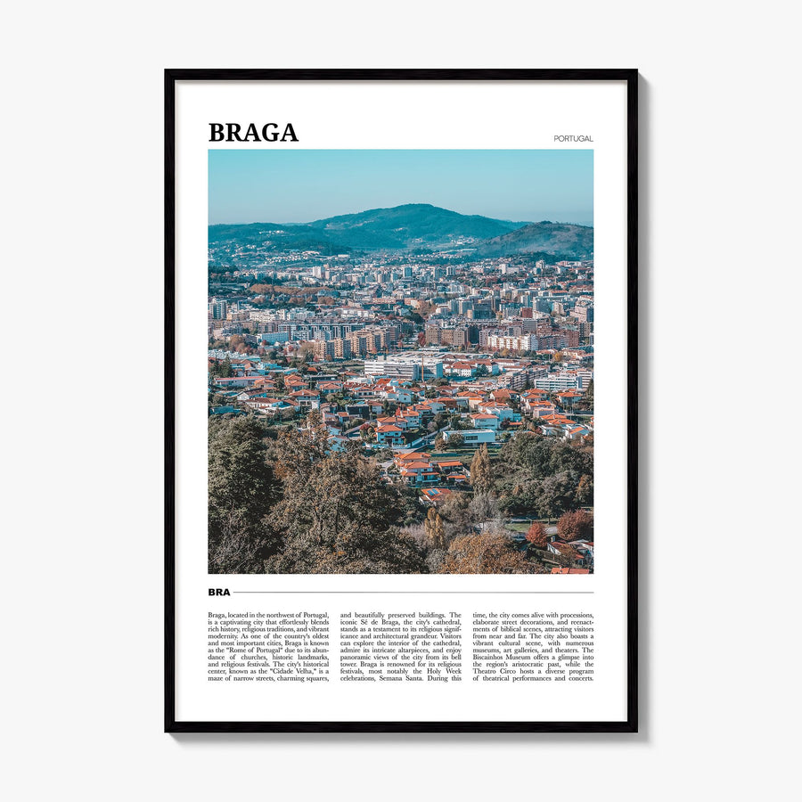 Braga Travel Poster, framed poster mockup