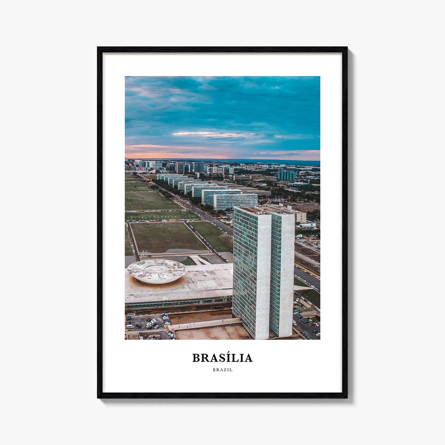 Brasília colorful classic poster of Brazil – vertical wall art, unframed print shown in interior mockup