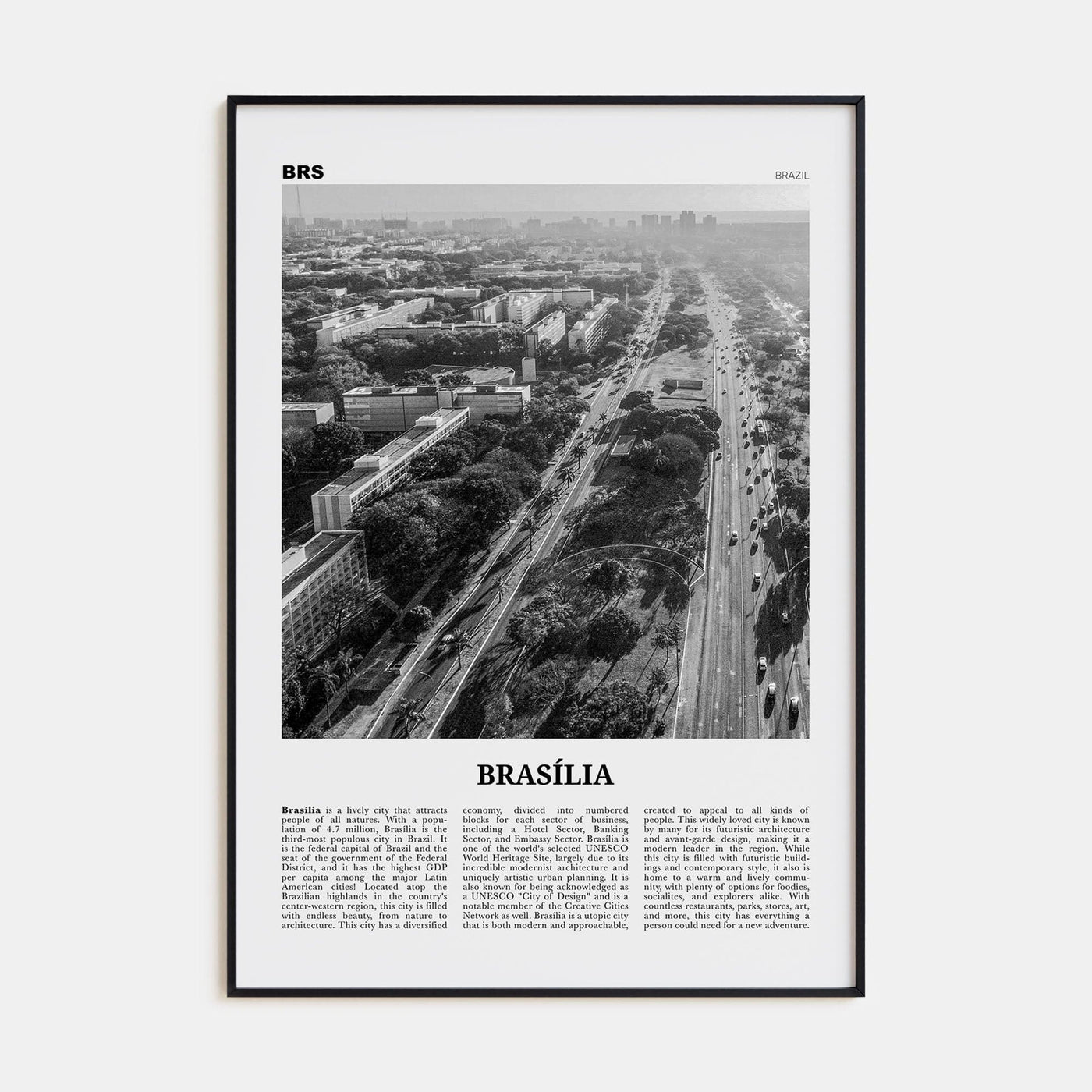 Brasília No 1 Poster None / 8x12 in Nbourhood Travel B&W Poster