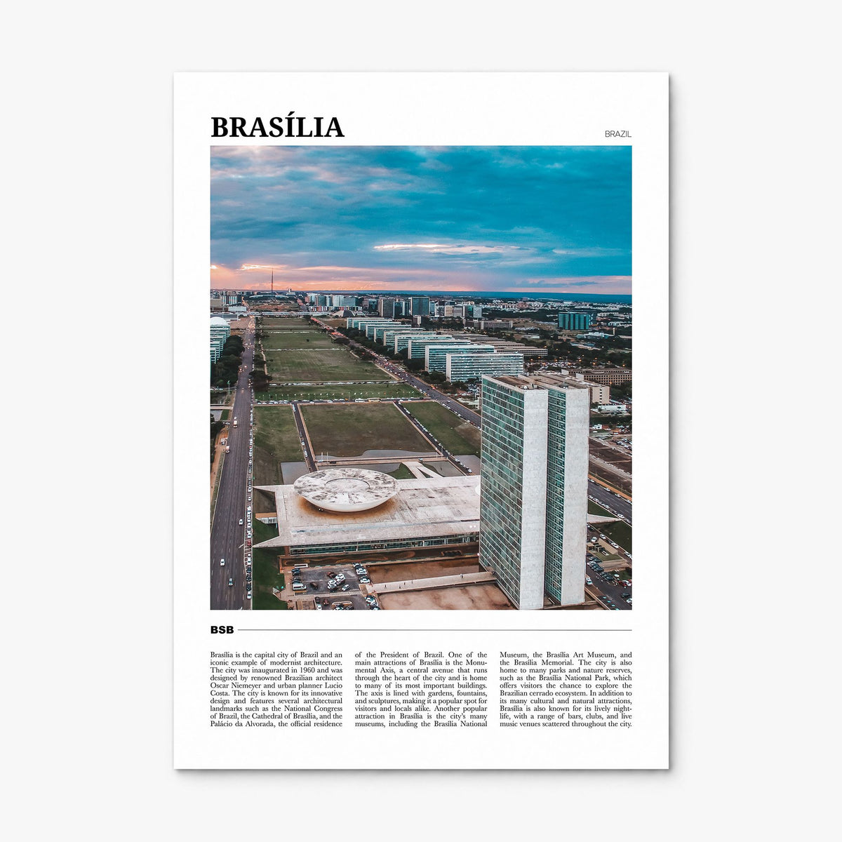 Brasília Travel Poster, print only (unframed)