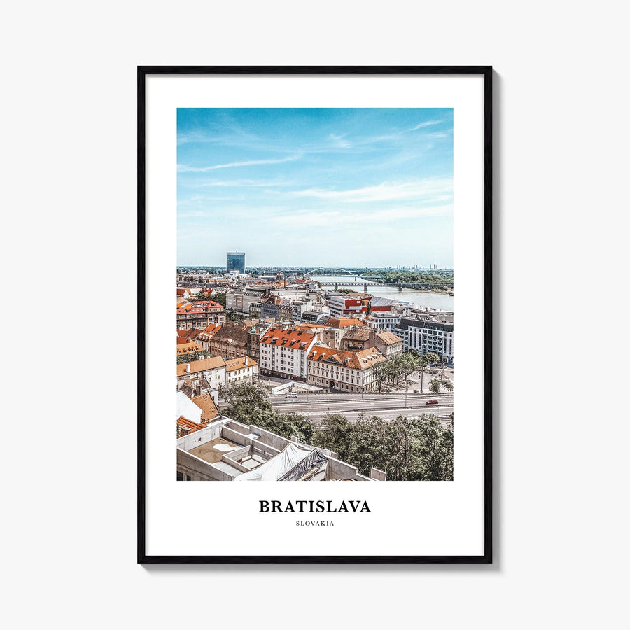 Bratislava colorful classic poster of Slovakia – vertical wall art, unframed print shown in interior mockup