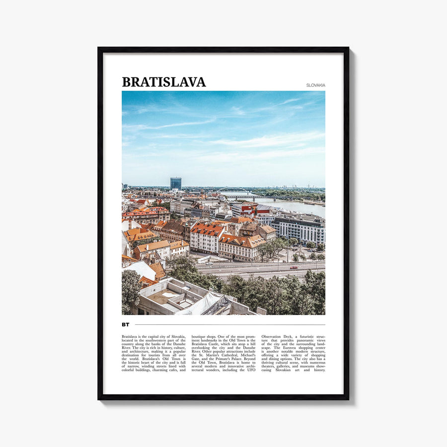 Bratislava colorful travel poster of Slovakia – vertical wall art, unframed print shown in interior mockup