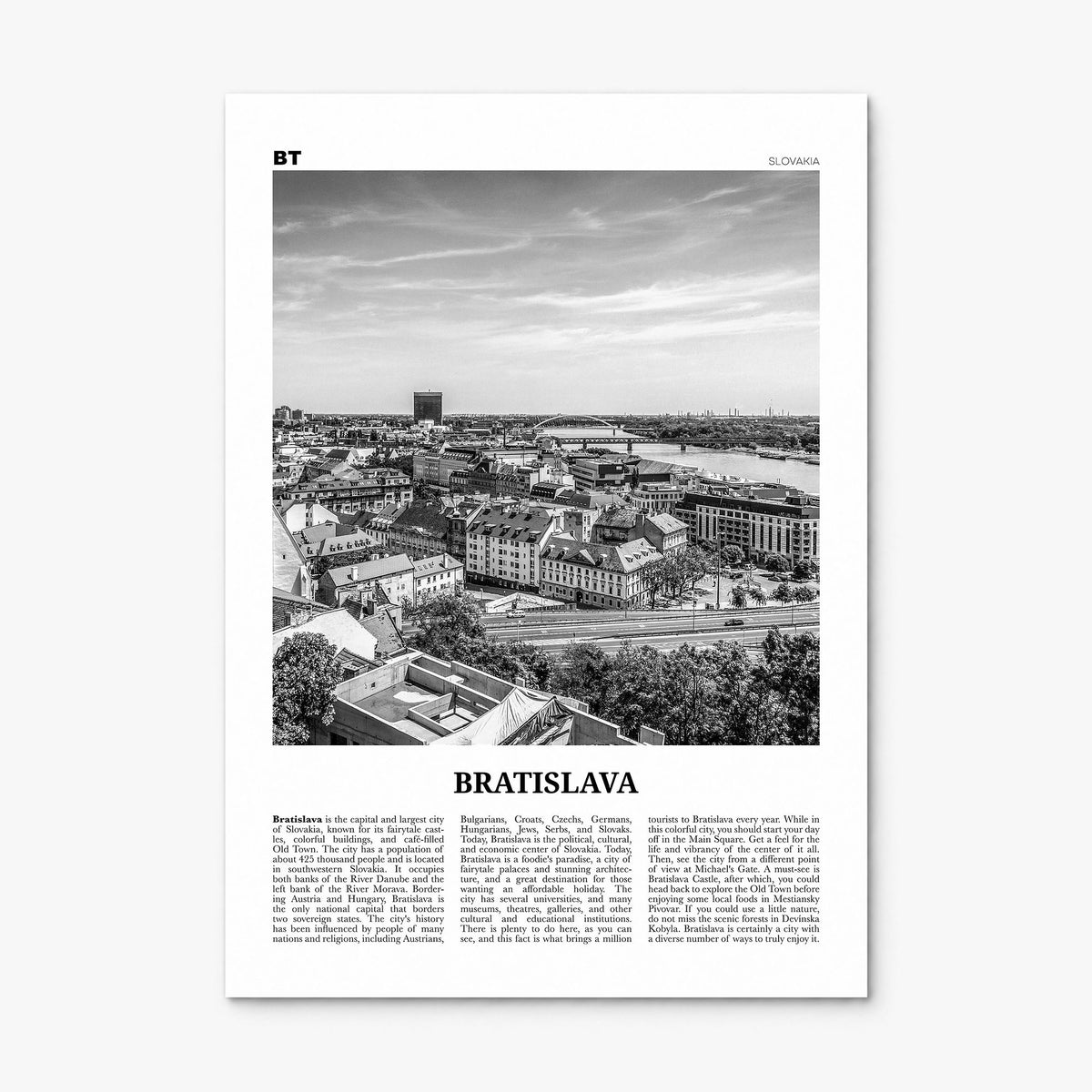 Bratislava Newspaper Poster, print only (unframed)