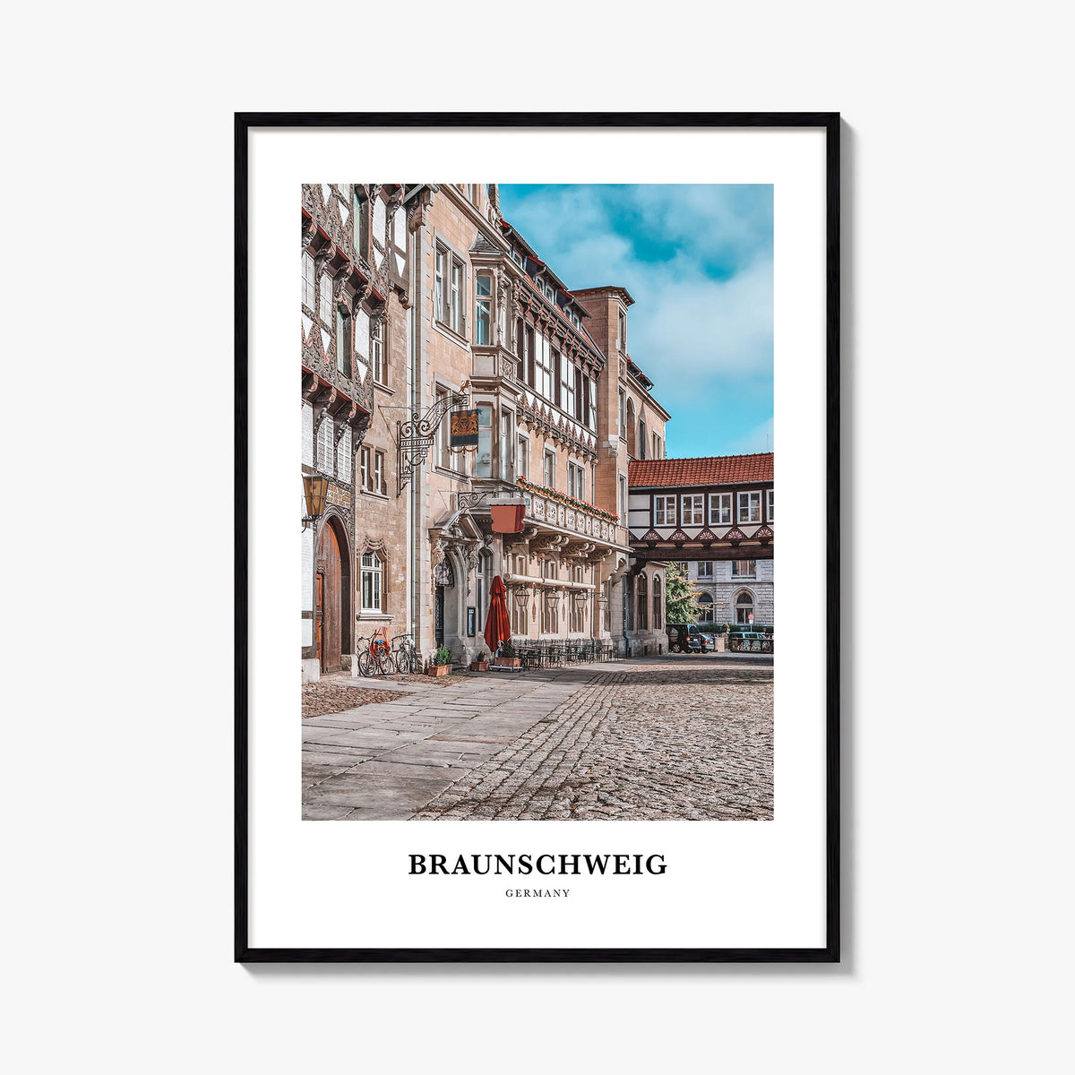 Braunschweig colorful classic poster of Germany – vertical wall art, unframed print shown in interior mockup