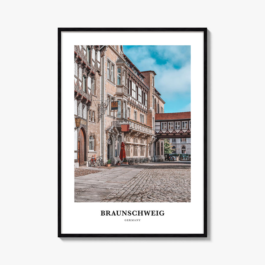 Braunschweig colorful classic poster of Germany – vertical wall art, unframed print shown in interior mockup