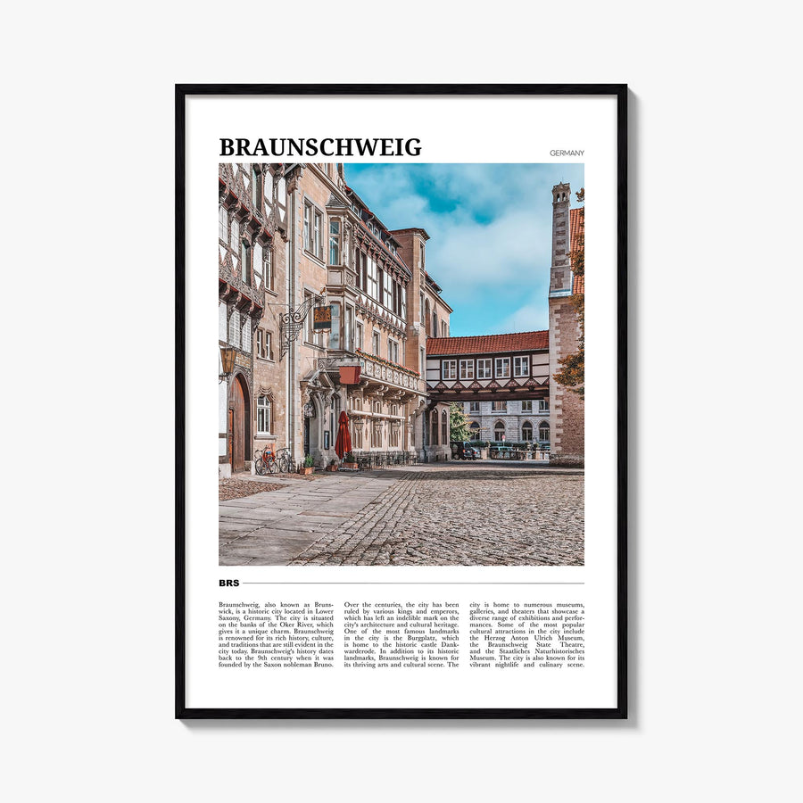 Braunschweig colorful travel poster of Germany – vertical wall art, unframed print shown in interior mockup