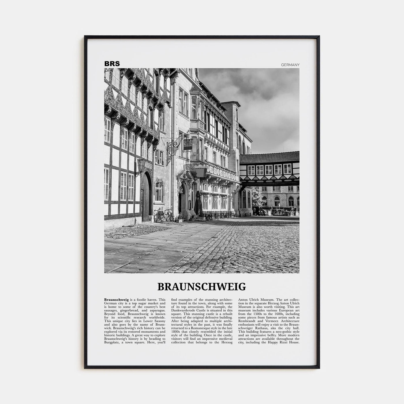 Braunschweig Poster None / 8x12 in Nbourhood Travel B&W Poster