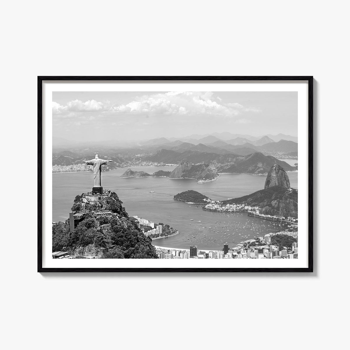 Brazil black & white photo poster of South America – horizontal wall art, unframed print shown in interior mockup