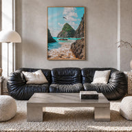 Brazil colorful photo poster of South America – vertical wall art in natural wood frame, hanging on wall