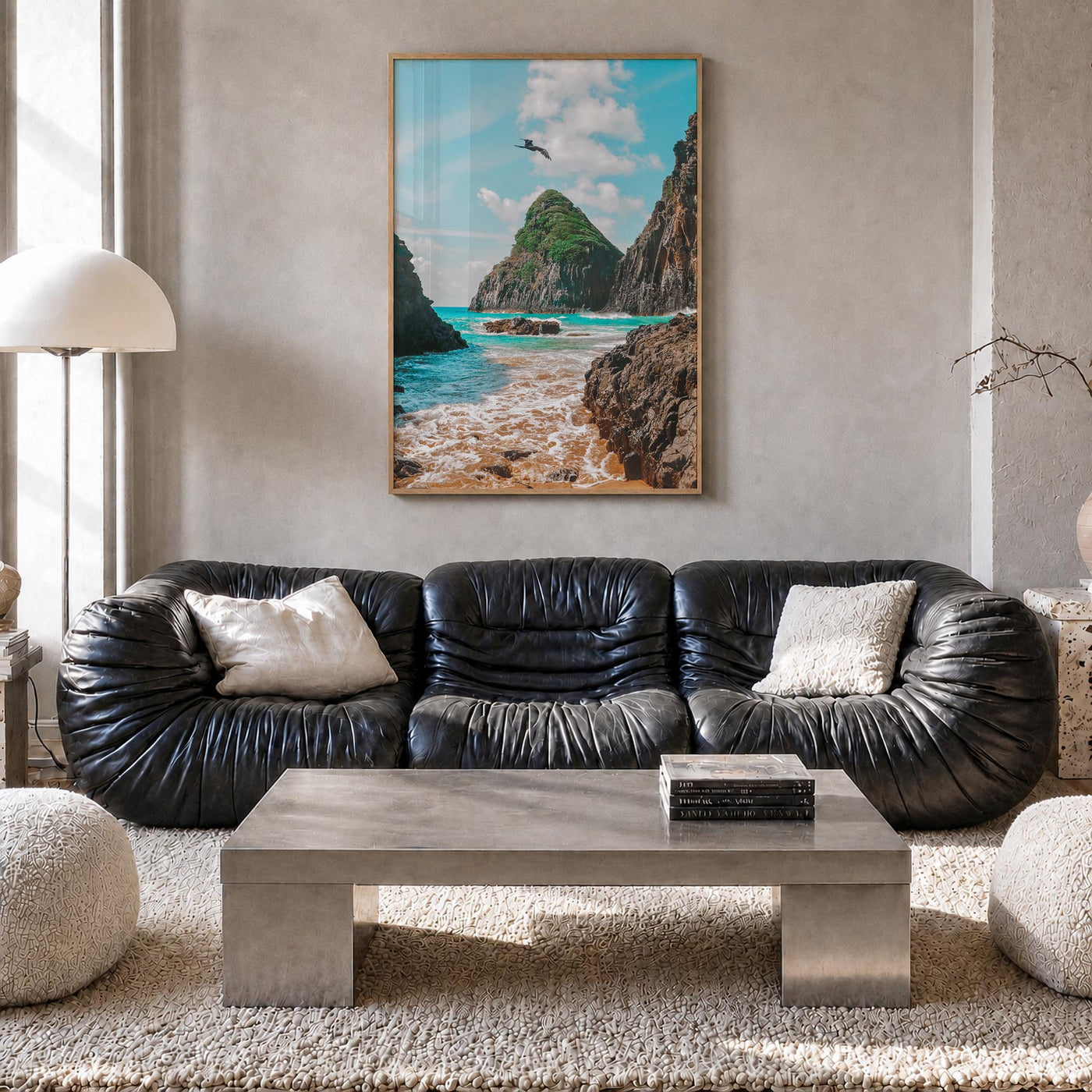Brazil colorful photo poster of South America – vertical wall art in natural wood frame, hanging on wall