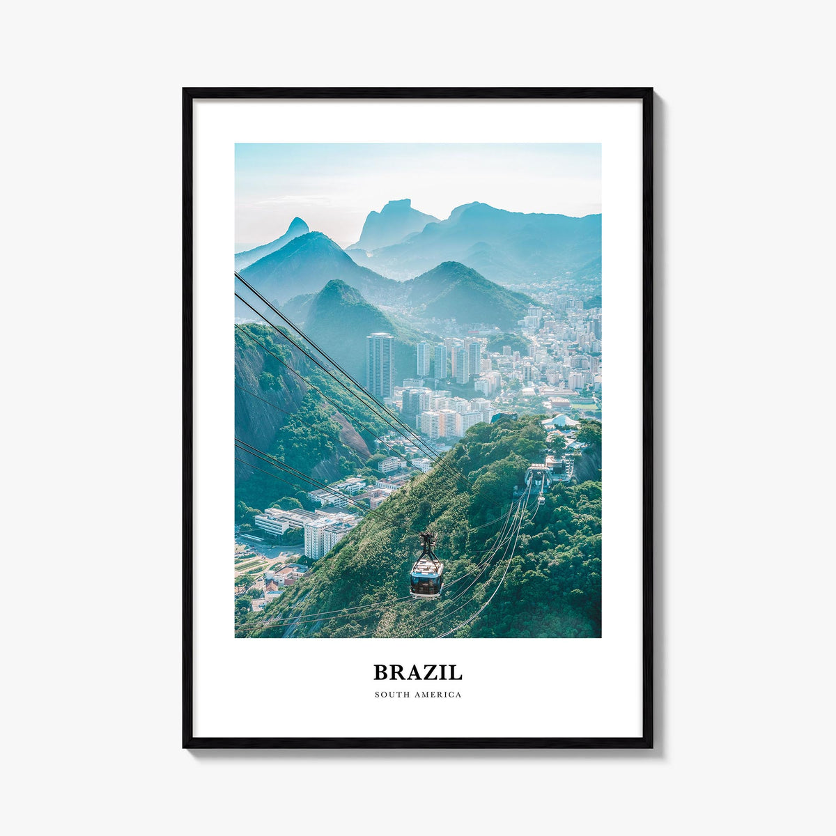 Brazil no. 1 colorful classic poster of South America – vertical wall art, unframed print shown in interior mockup