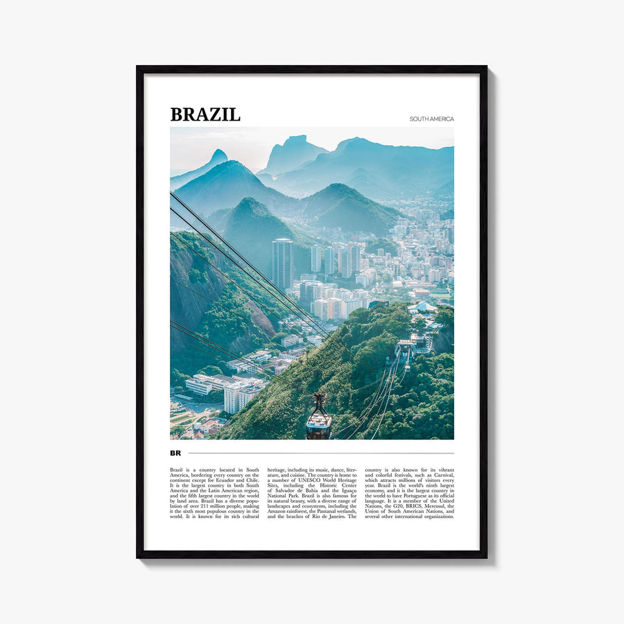 Brazil no. 1 colorful travel poster of South America – vertical wall art, unframed print shown in interior mockup
