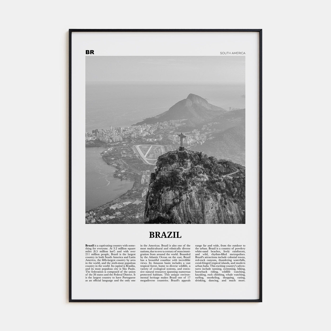 Brazil No 1 Poster None / 8x12 in Nbourhood Travel B&W Poster