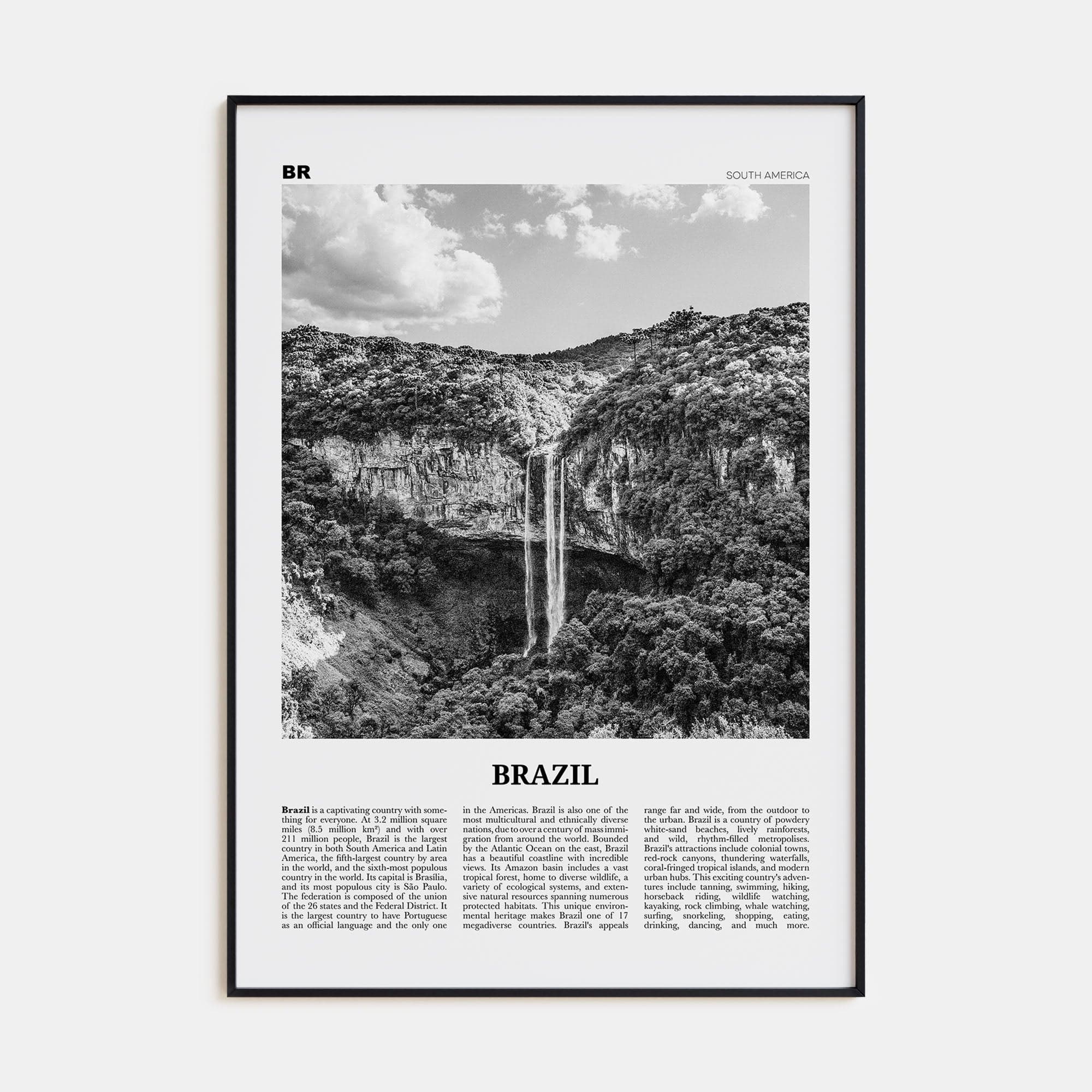 Brazil No 2 Poster None / 8x12 in Nbourhood Travel B&W Poster